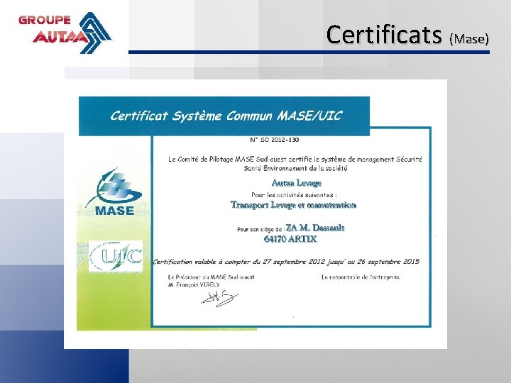 Certificats (Mase) 