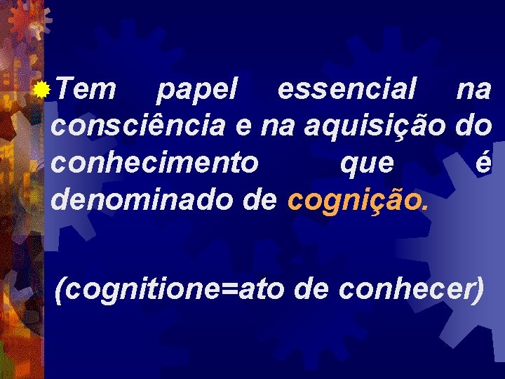®Tem papel essencial na consciência e na aquisição do conhecimento que é denominado de
