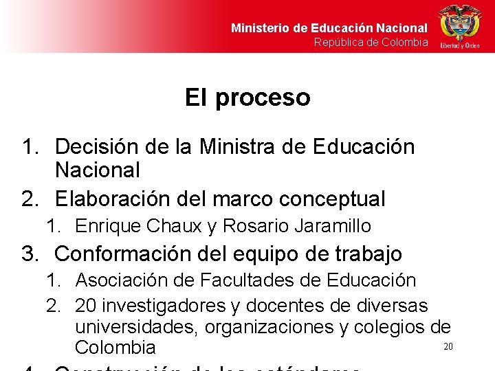 Ministerio de Educación Nacional República de Colombia El proceso 1. Decisión de la Ministra