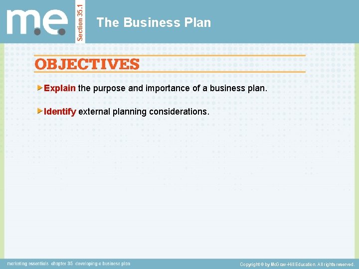 Section 35. 1 The Business Plan Explain the purpose and importance of a business