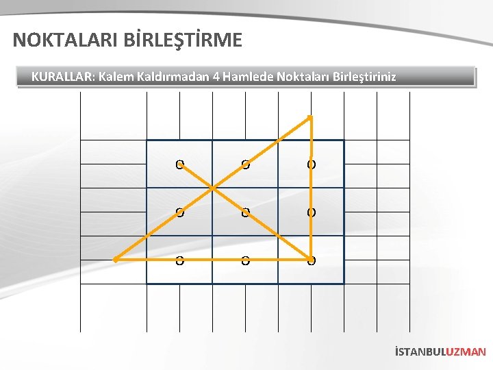 NOKTALARI BİRLEŞTİRME KURALLAR: Kalem Kaldırmadan 4 Hamlede Noktaları Birleştiriniz İSTANBULUZMAN 