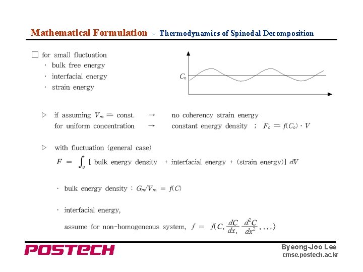 Mathematical Formulation - Thermodynamics of Spinodal Decomposition Byeong-Joo Lee cmse. postech. ac. kr 