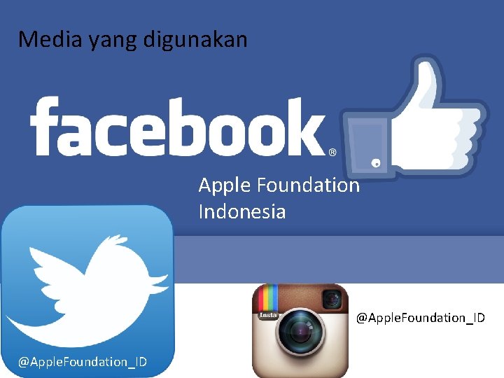 Media yang digunakan Apple Foundation Indonesia @Apple. Foundation_ID 