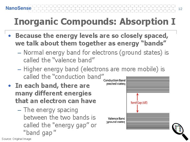 12 Inorganic Compounds: Absorption I • Because the energy levels are so closely spaced,
