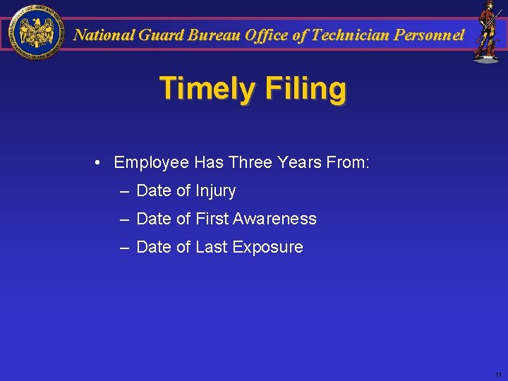 National Guard Bureau Office of Technician Personnel Timely Filing • Employee Has Three Years
