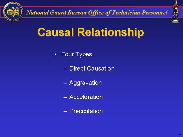 National Guard Bureau Office of Technician Personnel Causal Relationship • Four Types – Direct