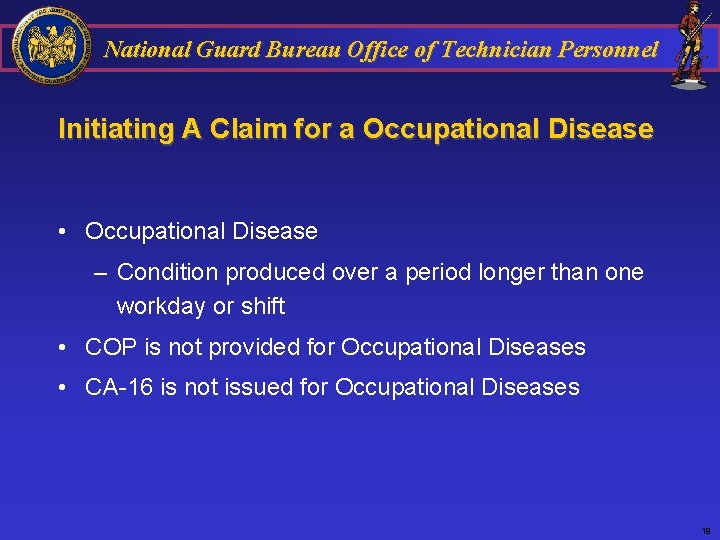 National Guard Bureau Office of Technician Personnel Initiating A Claim for a Occupational Disease