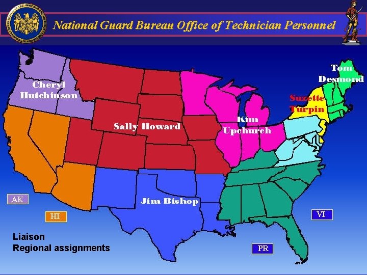 National Guard Bureau Office of Technician Personnel Liaison Regional assignments 57 