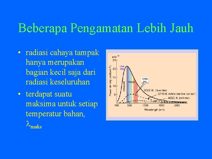 Beberapa Pengamatan Lebih Jauh • radiasi cahaya tampak hanya merupakan bagian kecil saja dari