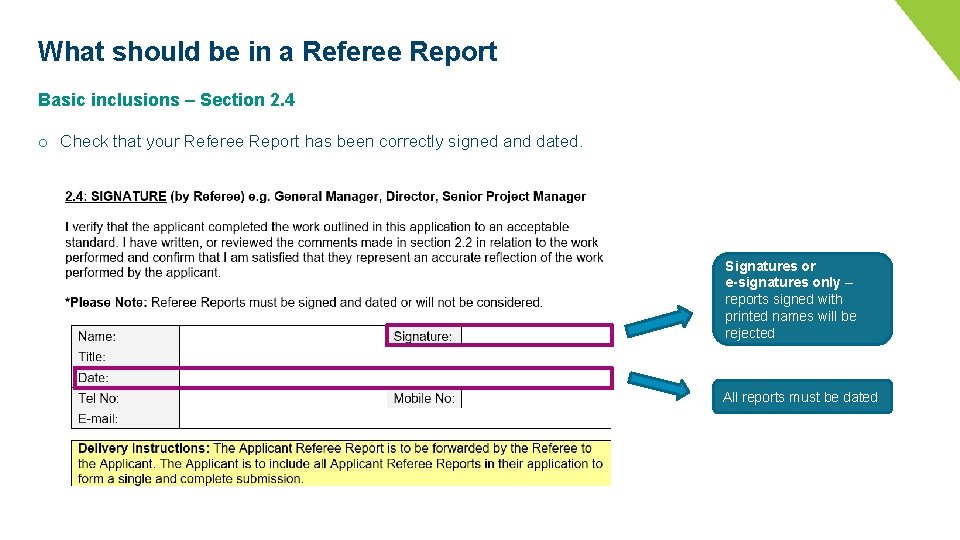 What should be in a Referee Report Basic inclusions – Section 2. 4 o