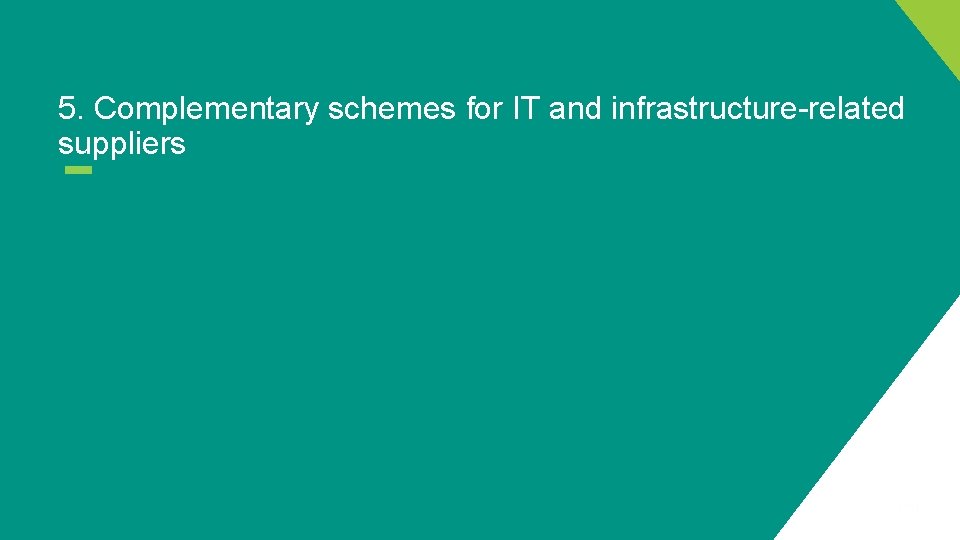 5. Complementary schemes for IT and infrastructure-related suppliers 