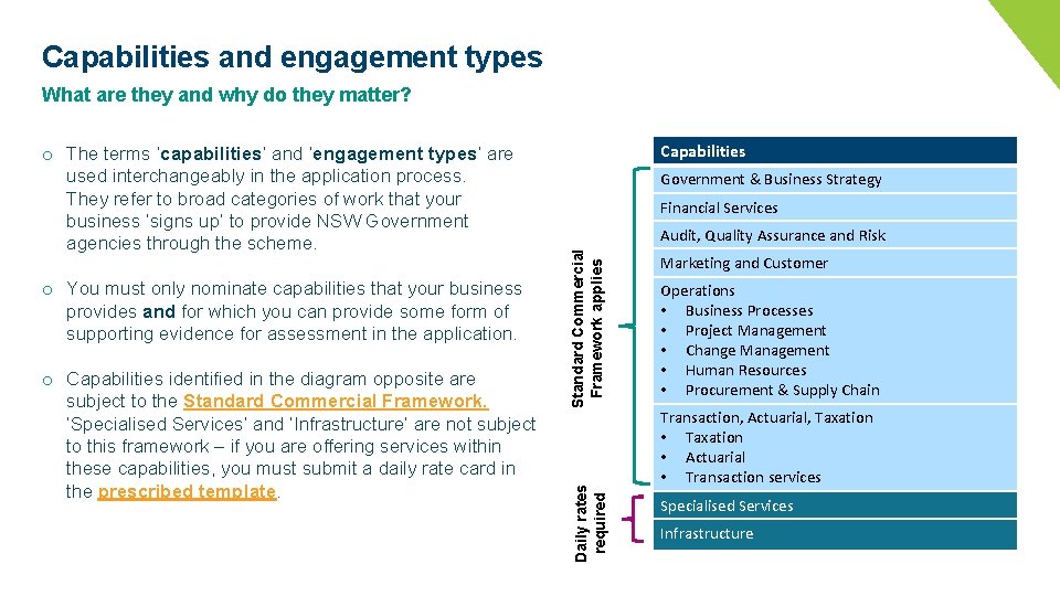 Capabilities and engagement types What are they and why do they matter? o Capabilities