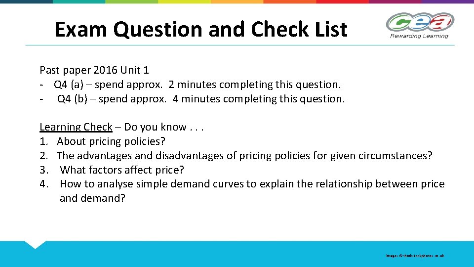Exam Question and Check List Past paper 2016 Unit 1 - Q 4 (a)