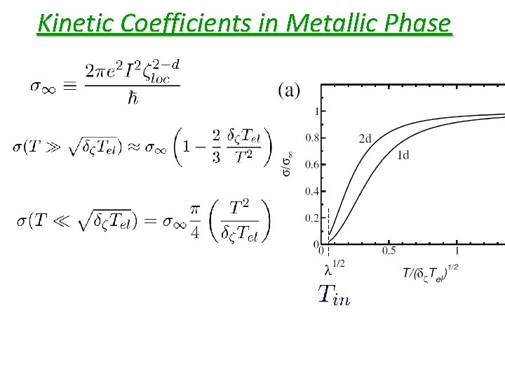 Kinetic Coefficients in Metallic Phase 