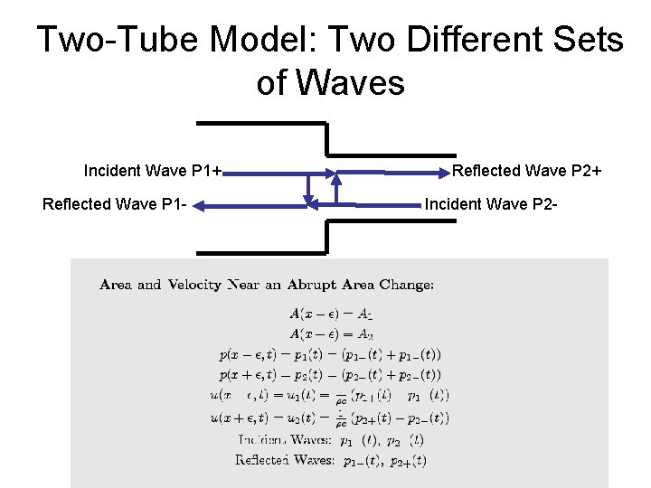 Two-Tube Model: Two Different Sets of Waves Incident Wave P 1+ Reflected Wave P