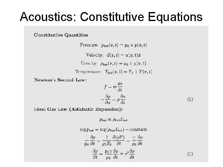 Acoustics: Constitutive Equations 