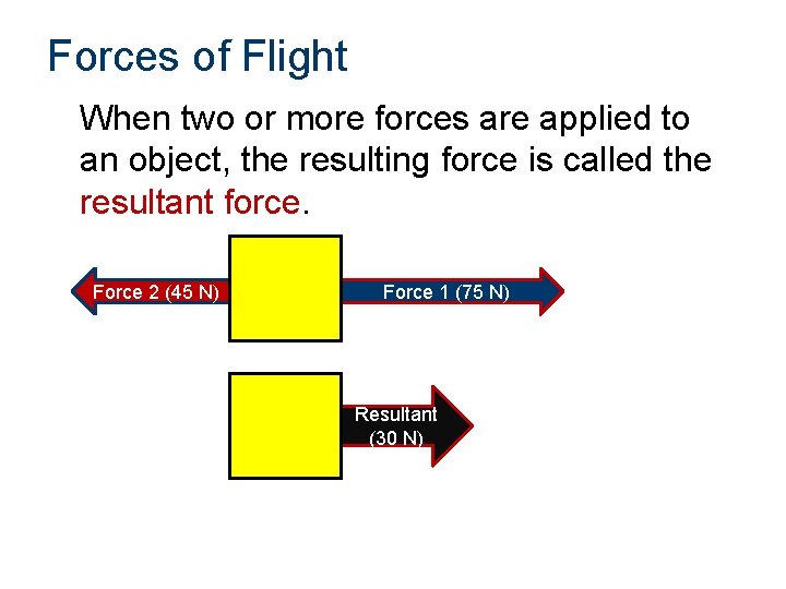 Forces of Flight When two or more forces are applied to an object, the