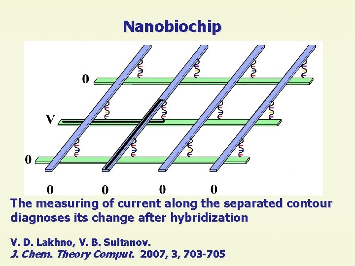 Nanobiochip The measuring of current along the separated contour diagnoses its change after hybridization