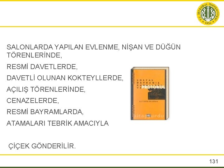 SALONLARDA YAPILAN EVLENME, NİŞAN VE DÜĞÜN TÖRENLERİNDE, RESMİ DAVETLERDE, DAVETLİ OLUNAN KOKTEYLLERDE, AÇILIŞ TÖRENLERİNDE,