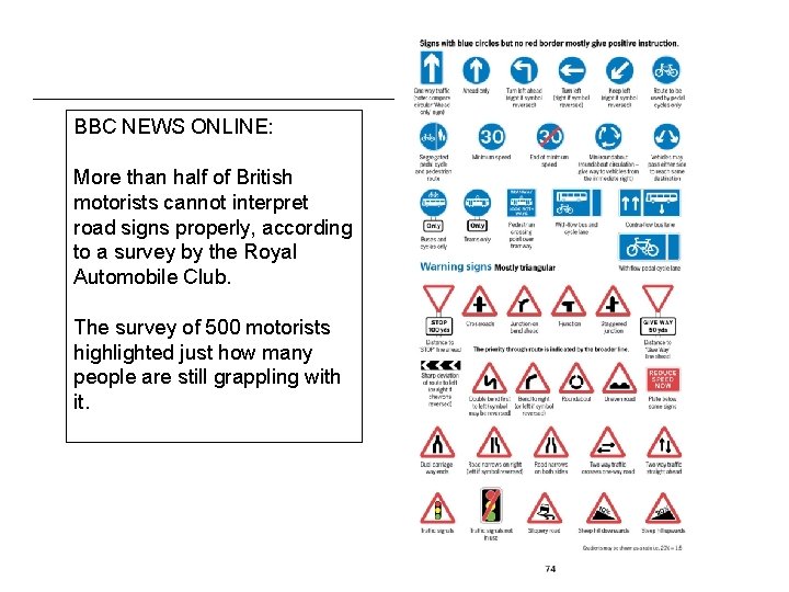 BBC NEWS ONLINE: More than half of British motorists cannot interpret road signs properly,