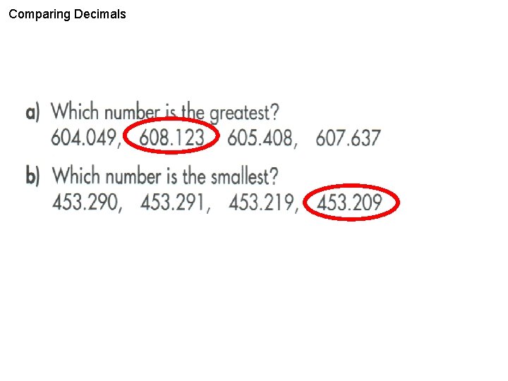 Comparing Decimals 