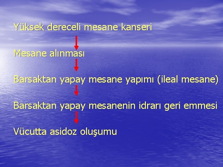 Yüksek dereceli mesane kanseri Mesane alınması Barsaktan yapay mesane yapımı (ileal mesane) Barsaktan yapay Yüksek dereceli mesane kanseri Mesane alınması Barsaktan yapay mesane yapımı (ileal mesane) Barsaktan yapay