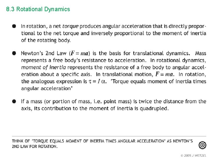 8. 3 Rotational Dynamics 