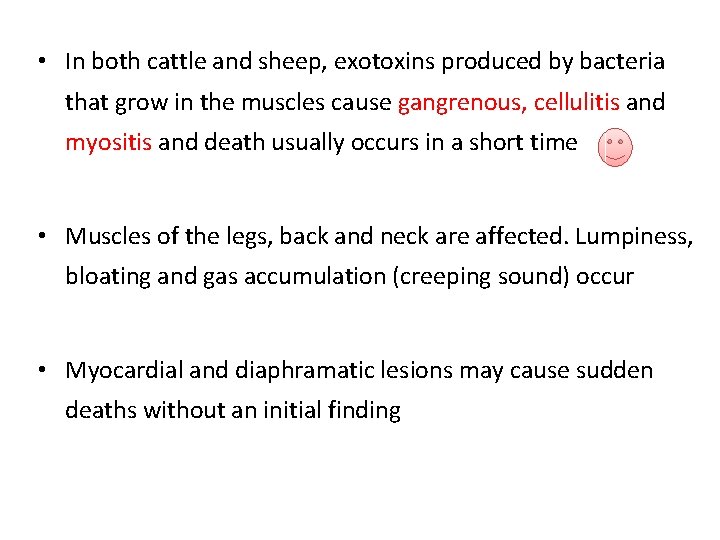  • In both cattle and sheep, exotoxins produced by bacteria that grow in
