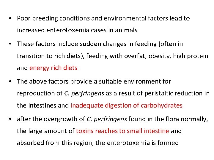  • Poor breeding conditions and environmental factors lead to increased enterotoxemia cases in