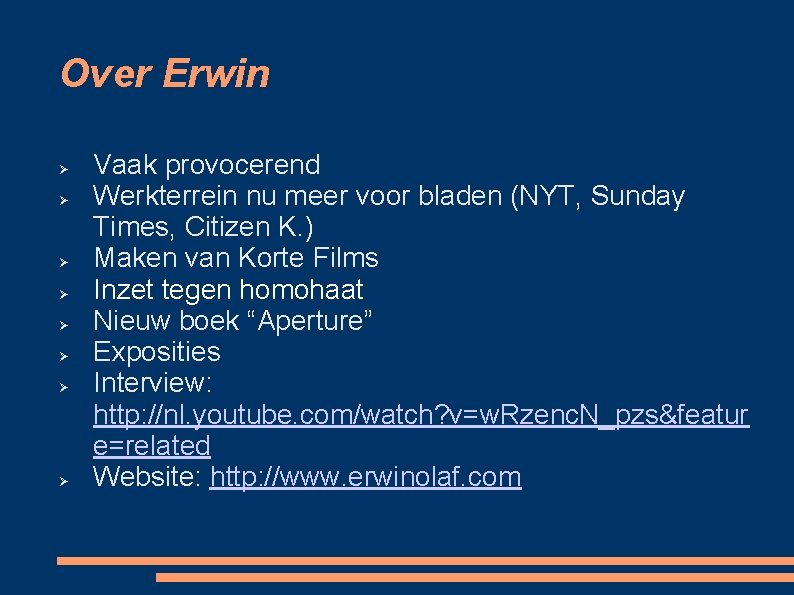 Over Erwin Vaak provocerend Werkterrein nu meer voor bladen (NYT, Sunday Times, Citizen K.