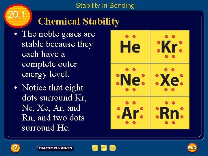 Stability in Bonding 20. 1 Chemical Stability • The noble gases are stable because