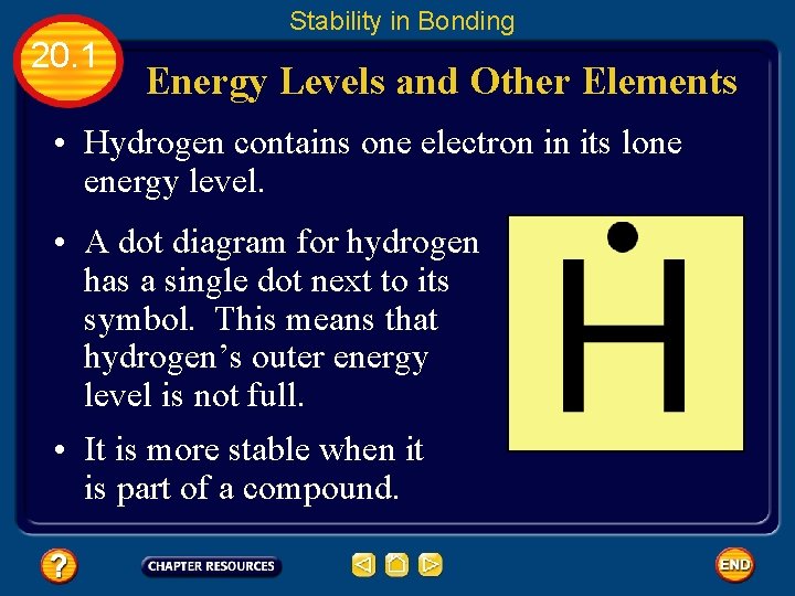 Stability in Bonding 20. 1 Energy Levels and Other Elements • Hydrogen contains one