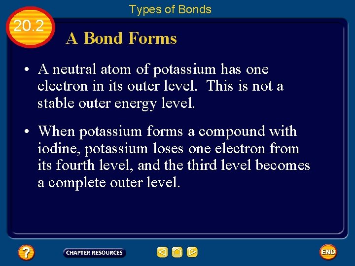 Types of Bonds 20. 2 A Bond Forms • A neutral atom of potassium