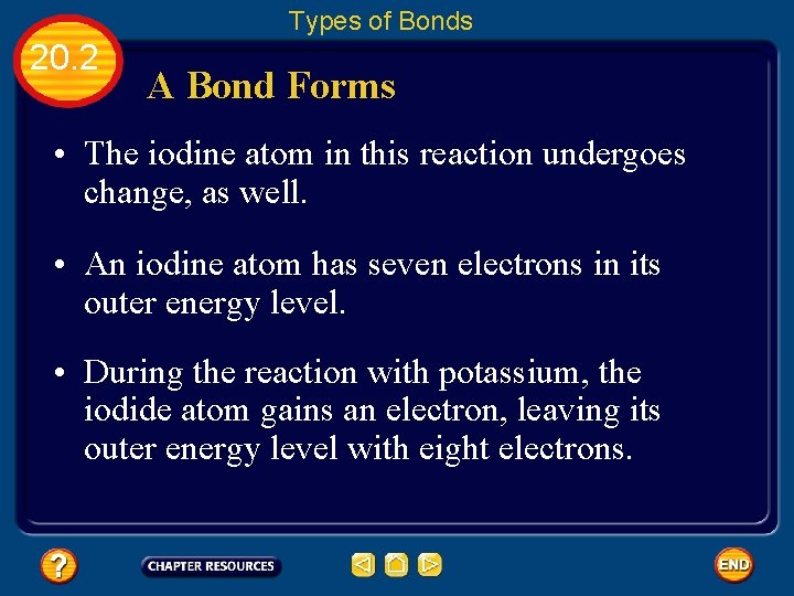 Types of Bonds 20. 2 A Bond Forms • The iodine atom in this