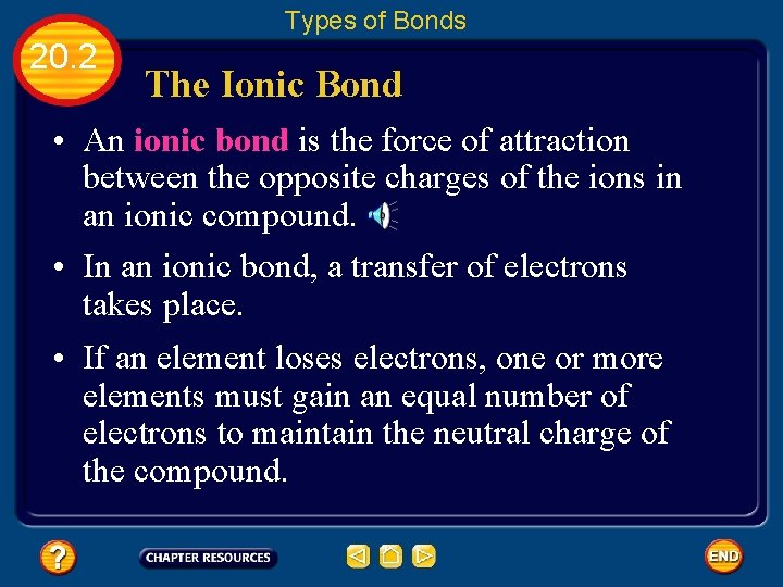 Types of Bonds 20. 2 The Ionic Bond • An ionic bond is the
