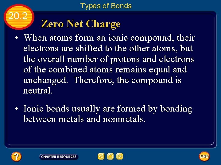 Types of Bonds 20. 2 Zero Net Charge • When atoms form an ionic