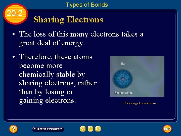 Types of Bonds 20. 2 Sharing Electrons • The loss of this many electrons