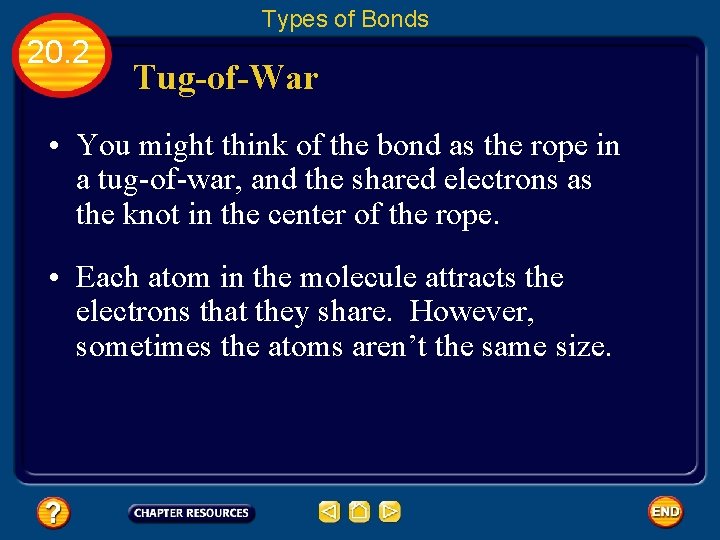 Types of Bonds 20. 2 Tug-of-War • You might think of the bond as