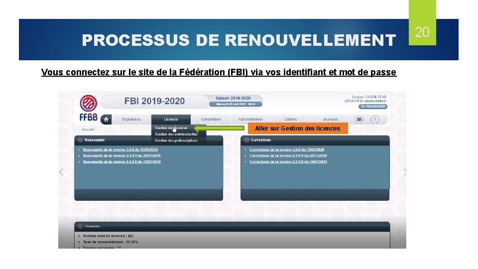 PROCESSUS DE RENOUVELLEMENT Vous connectez sur le site de la Fédération (FBI) via vos