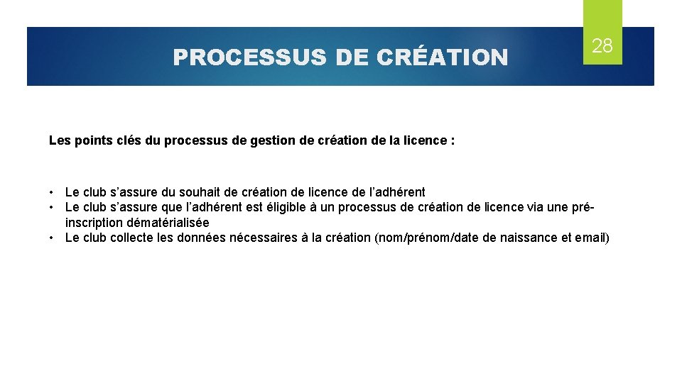 PROCESSUS DE CRÉATION 28 Les points clés du processus de gestion de création de