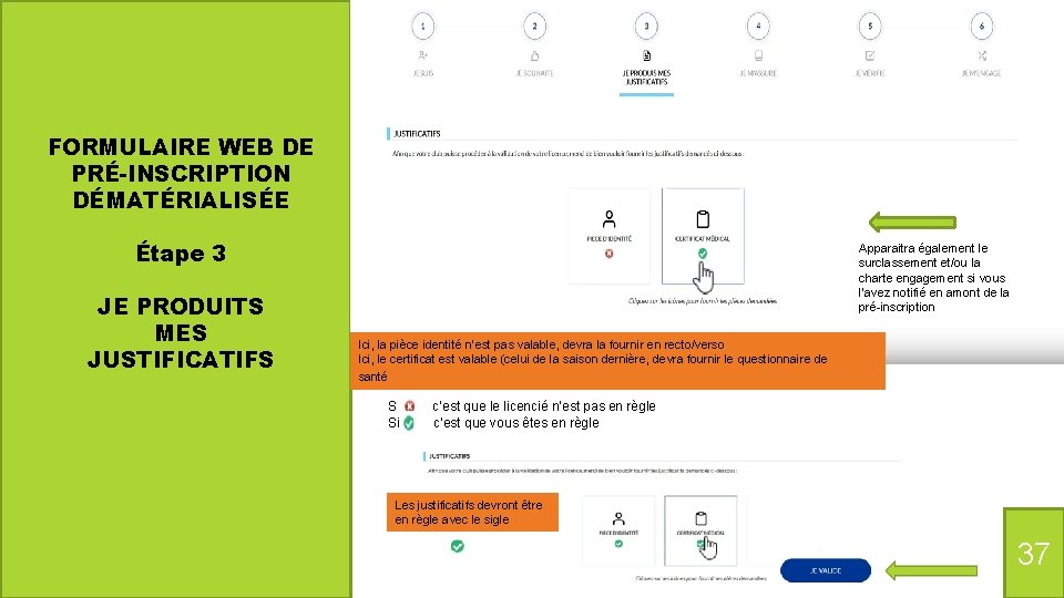 FORMULAIRE WEB DE PRÉ-INSCRIPTION DÉMATÉRIALISÉE Étape 3 JE PRODUITS MES JUSTIFICATIFS Apparaitra également le