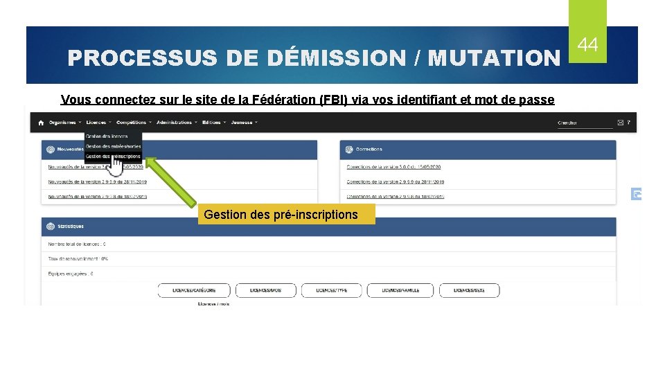 PROCESSUS DE DÉMISSION / MUTATION Vous connectez sur le site de la Fédération (FBI)