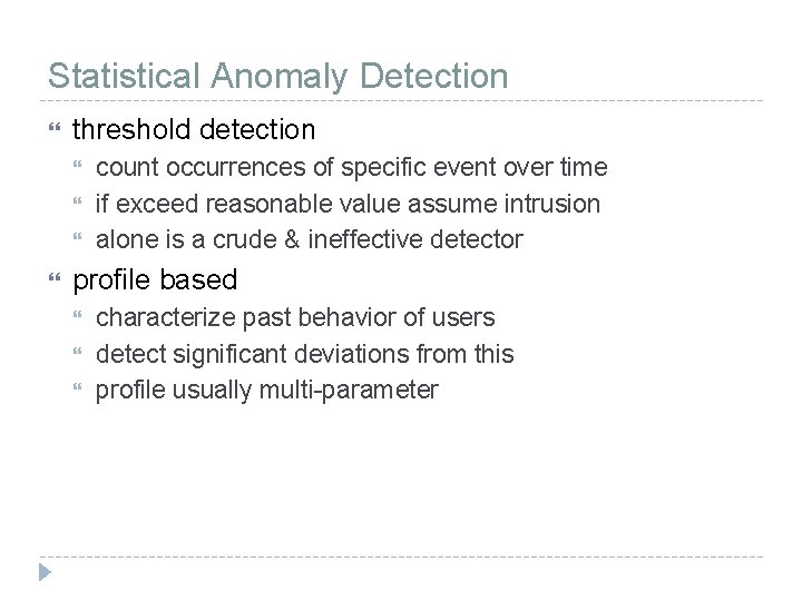 Statistical Anomaly Detection threshold detection count occurrences of specific event over time if exceed