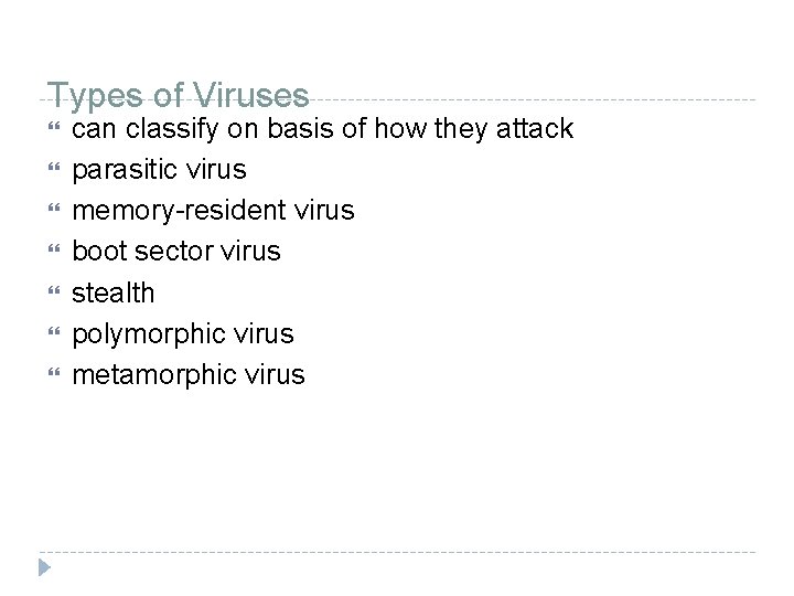 Types of Viruses can classify on basis of how they attack parasitic virus memory-resident