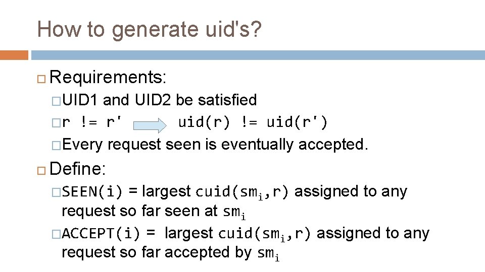 How to generate uid's? Requirements: �UID 1 and UID 2 be satisfied �r !=