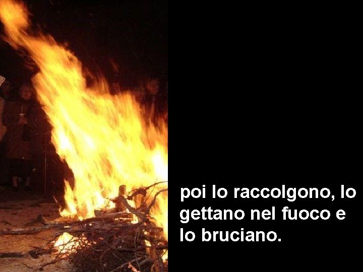 poi lo raccolgono, lo gettano nel fuoco e lo bruciano. 