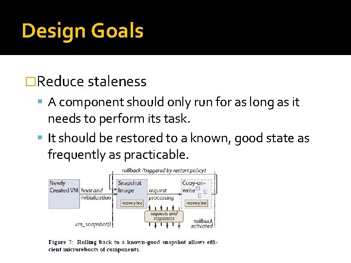 Design Goals �Reduce staleness A component should only run for as long as it
