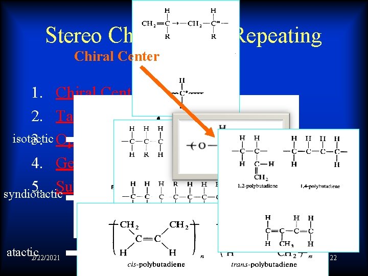 Stereo Chemistry of Repeating Chiral Center Units 1. Chiral Centers 2. Tacticity in Polymers