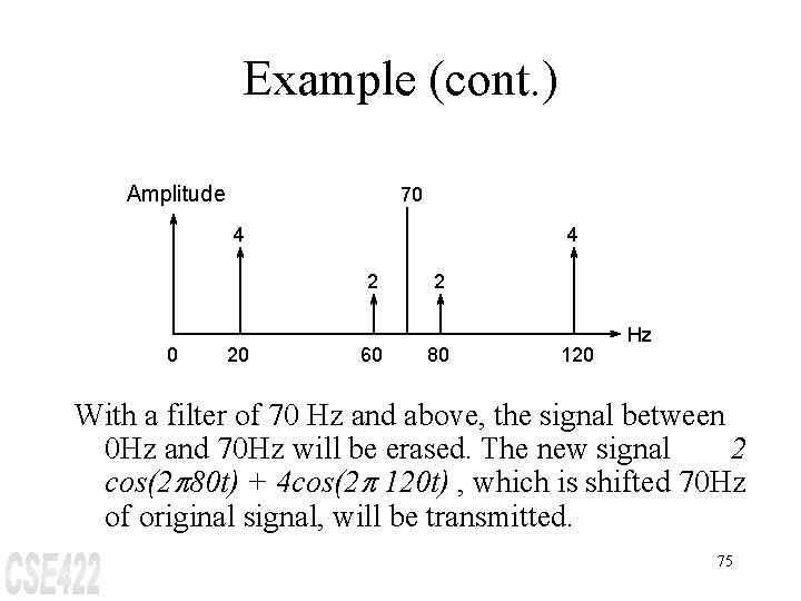 Example (cont. ) Amplitude 70 4 4 2 0 20 60 2 80 120