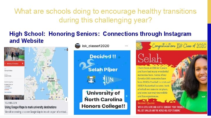 What are schools doing to encourage healthy transitions during this challenging year? High School: